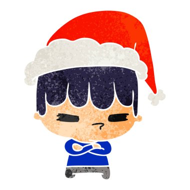 Noel retro karikatür kawaii çocuğun el çekilmiş