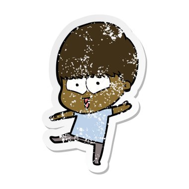 sıkıntılı etiket bir karikatür mutlu çocuk