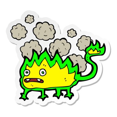 etiket bir karikatür küçük şeytan ateş