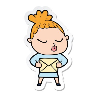 etiket bir çizgi film sakin kadın