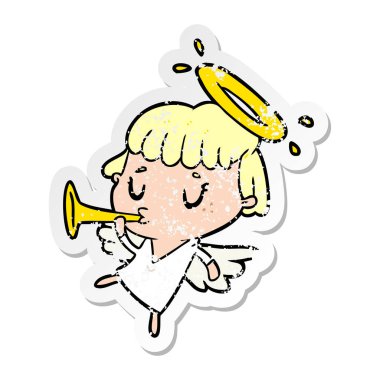 bir çizgi film meleğin sıkıntılı etiket