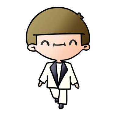 takım elbise sevimli kawaii çocuk degrade çizgi film