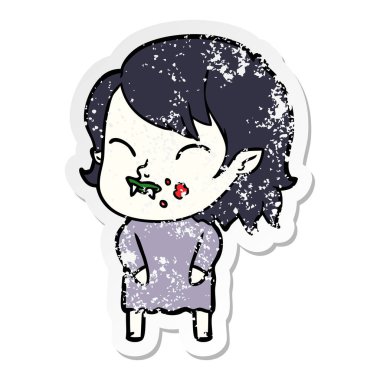 bir çizgi film vampir kızın kanlı yanak sıkıntılı etiket