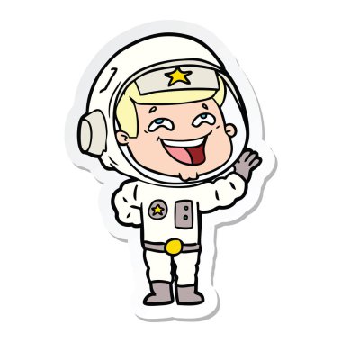 bir çizgi film gülen astronotun etiket
