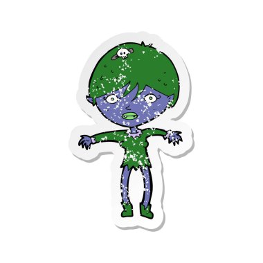 bir çizgi film vampir kız Retro sıkıntılı etiket