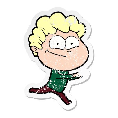 karikatür mutlu bir adamın sıkıntılı etiket