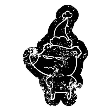 kızgın ayı kutup sıkıntılı simgesi giyen Noel Baba şapkası, çizgi film