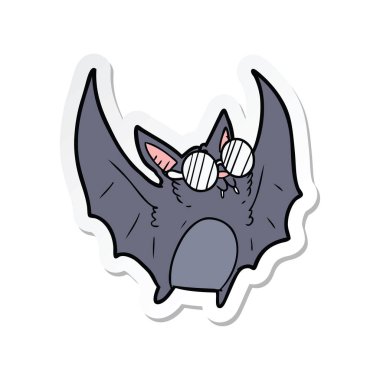 etiket gözlük takıyor karikatür yarasa