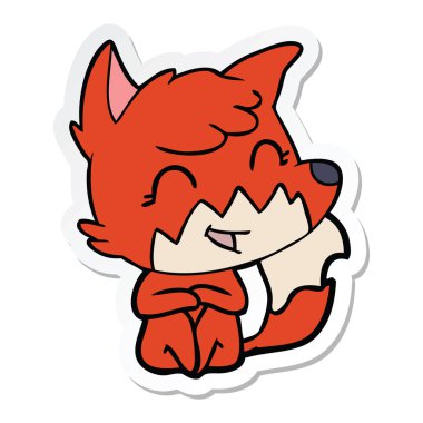 etiket mutlu karikatür tilki