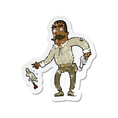 bir çizgi film vahşi batı kovboy Retro sıkıntılı etiket