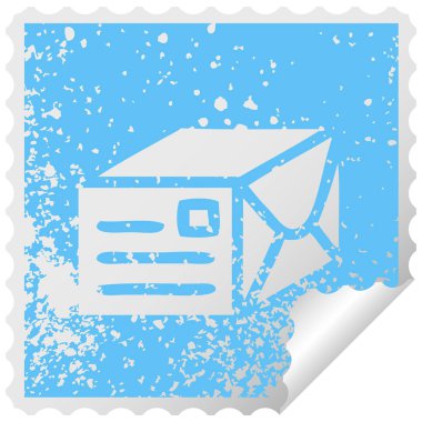 sıkıntılı kare etiketi simgesi kağıt parsel peeling