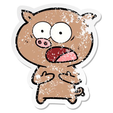 sıkıntılı etiket domuz bağıran bir çizgi film