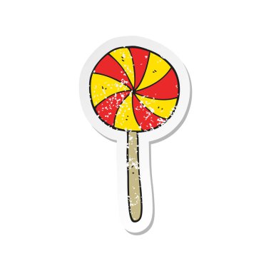 bir çizgi film candy lolipop Retro sıkıntılı etiket