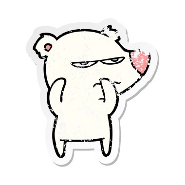 kızgın ayı kutup karikatür sıkıntılı etiket