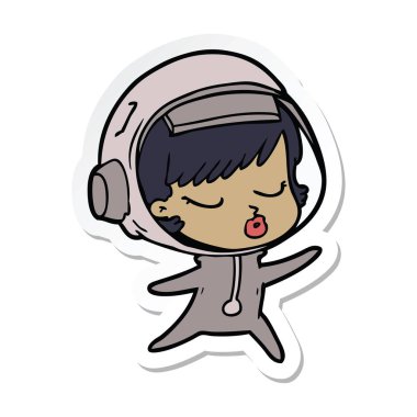 bir çizgi film güzel astronot kız etiketi