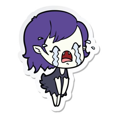 bir çizgi film ağlayan vampir kız etiketi