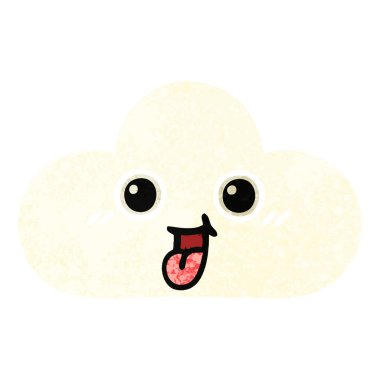 Retro illüstrasyon tarzı çizgi film bulut