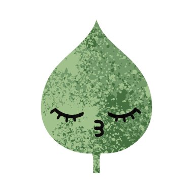 Retro illüstrasyon tarzı çizgi film ekspresiyon yaprak