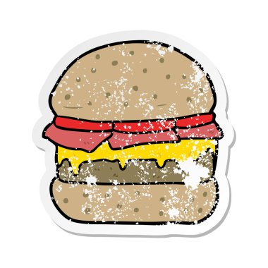 bir çizgi film Burger sıkıntılı etiket