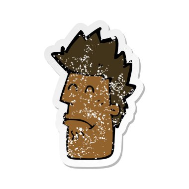 Retro etiket bir çizgi film adam duygu hasta sıkıntılı