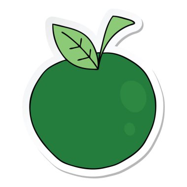 ilginç bir el etiket karikatür elma çizilmiş