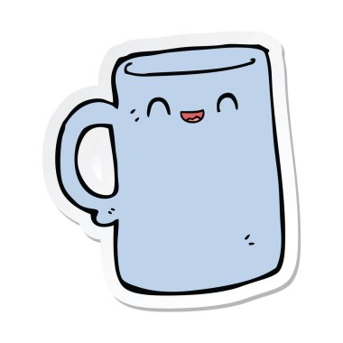 bir çizgi film kupa etiket