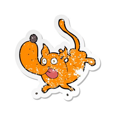 Retro bir karikatür komik köpek etiket sıkıntılı