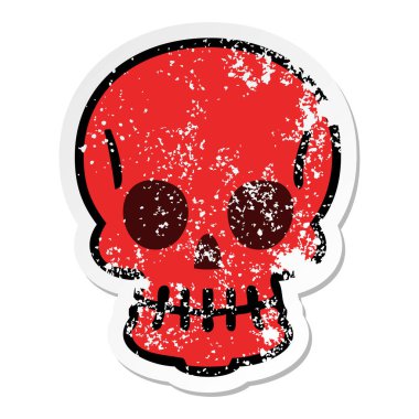 ilginç bir el sıkıntılı etiket karikatür kafatası çizilmiş