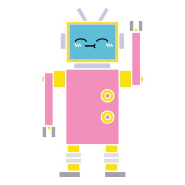 düz renk retro karikatür robot