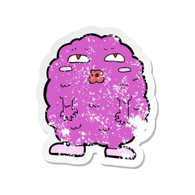 bir komik karikatür canavar Retro sıkıntılı etiket