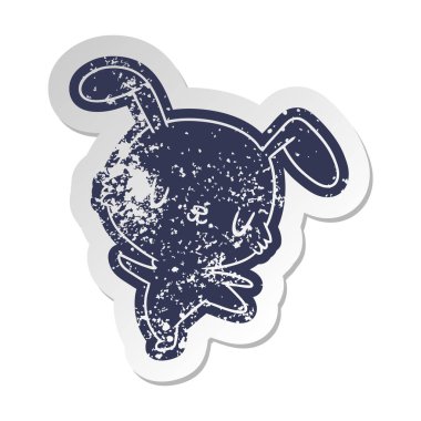 sıkıntılı eski çizgi film etiketi kawaii şirin tüylü tavşan