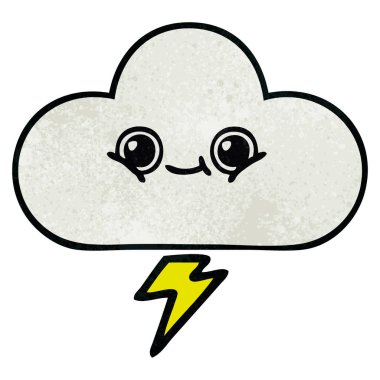 Retro grunge doku karikatür bir fırtına bulutu