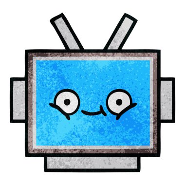 Retro grunge doku çizgi film robot baş