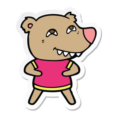 etiket diş gösteren bir çizgi film ayının