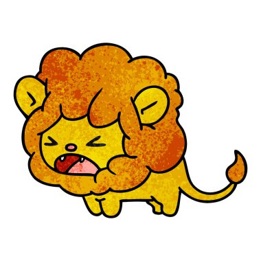 FreeHand şirin kawaii kükreyen aslan dokulu karikatür çizilmiş