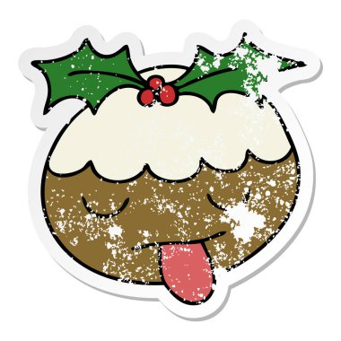 ilginç bir elle çizilmiş sıkıntılı etiket Noel yaptım çizgi film