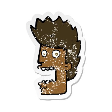 bir karikatür dostum dehşete Retro sıkıntılı etiket