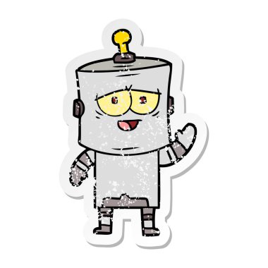 bir çizgi film robot sıkıntılı etiket