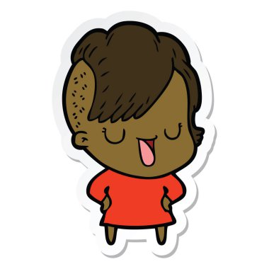 etiket hipster saç kesimi ile sevimli çizgi kızın