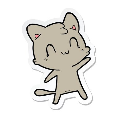 etiket bir karikatür mutlu kedi
