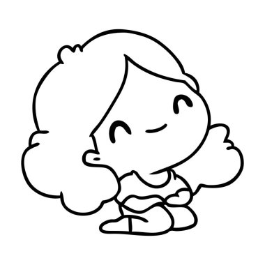 bir şirin kawaii kız çizgi çizme