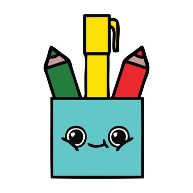 sevimli çizgi bir kalem tencere