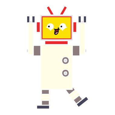 düz renk retro karikatür bir robot