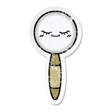 sevimli çizgi Büyüteç sıkıntılı etiket