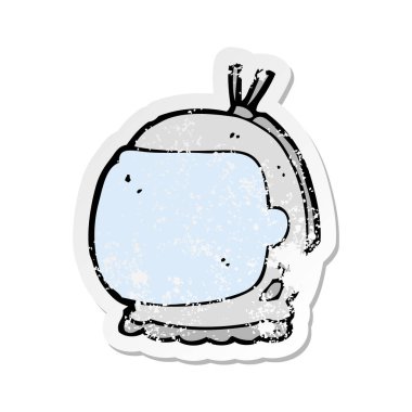 çizgi film astronot kask Retro sıkıntılı etiket