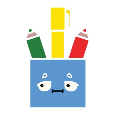 düz renk retro karikatür kalem pot