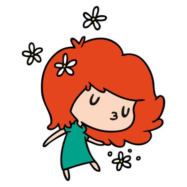 bir şirin kawaii kız çizgi film