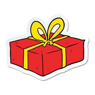 etiket bir karikatür hediye sarılmış