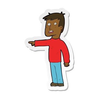 bir çizgi film işaret eden adamın etiket