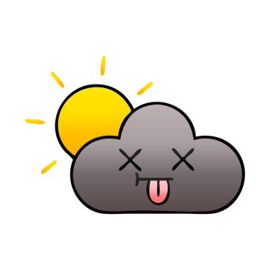 Degrade çizgi film fırtına bulutu ve güneş gölgeli